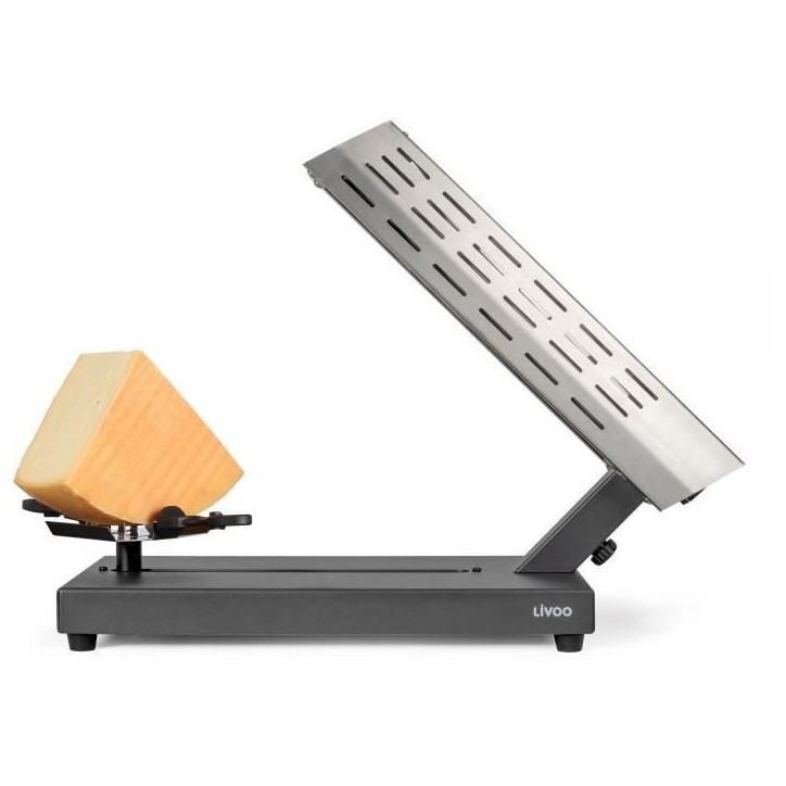 Appareil a raclette traditionnel - LIVOO - DOC314 - 600W - 6 a 8 personnes - Porte fromage amovible, coulissant, 360° - 2 spatu