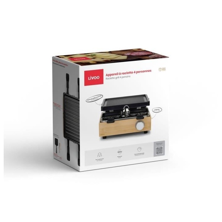Appareil a raclette 4 personnes - LIVOO - DOC311 - 800W - 4 personnes - Plateau grill amovible antiadhésif - Thermostat ajustab Appareil a raclette 4 personnes - LIVOO - DOC311 - 800W - 4 personnes - Plateau grill amovible antiadhésif - Thermostat ajustab
