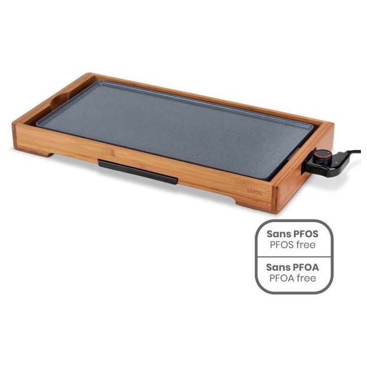 Plancha bambou revetement céramique - LIVOO - DOC322 - 2200W - Plaque amovible en fonte d'aluminium - Thermostat ajustable Plancha bambou revetement céramique - LIVOO - DOC322 - 2200W - Plaque amovible en fonte d'aluminium - Thermostat ajustable