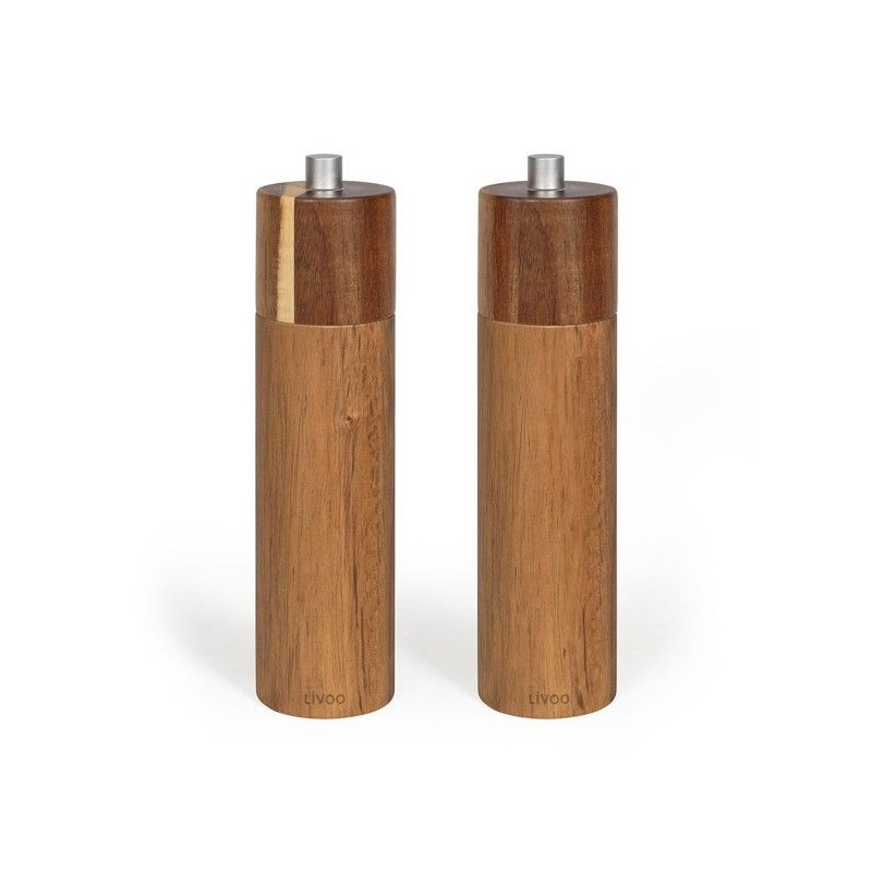 Set de 2 moulins sel et poivre manuels - LIVOO - MEN425 - 40 ml - Bois