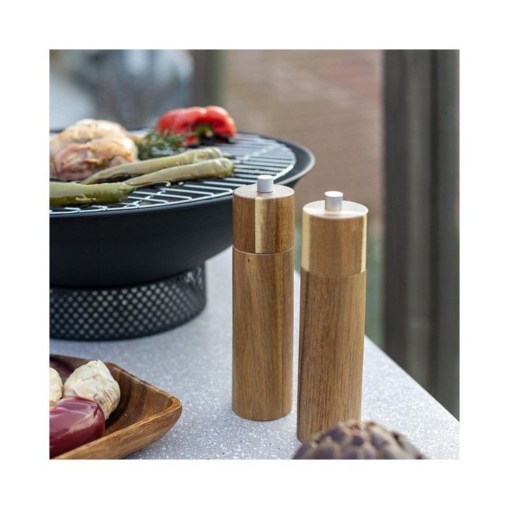 Set de 2 moulins sel et poivre manuels - LIVOO - MEN425 - 40 ml - Bois d'acacia - Meule céramique - Moulure réglable