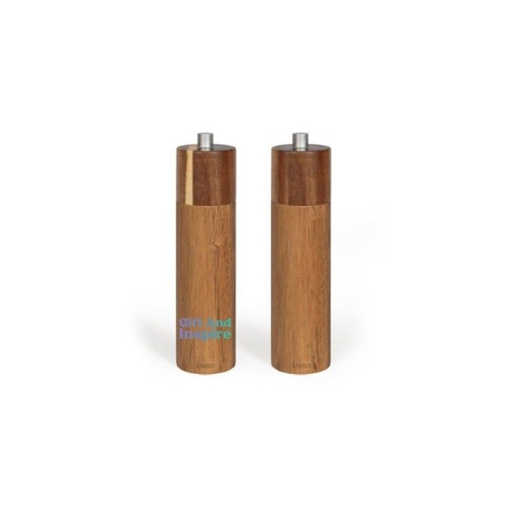 Set de 2 moulins sel et poivre manuels - LIVOO - MEN425 - 40 ml - Bois d'acacia - Meule céramique - Moulure réglable
