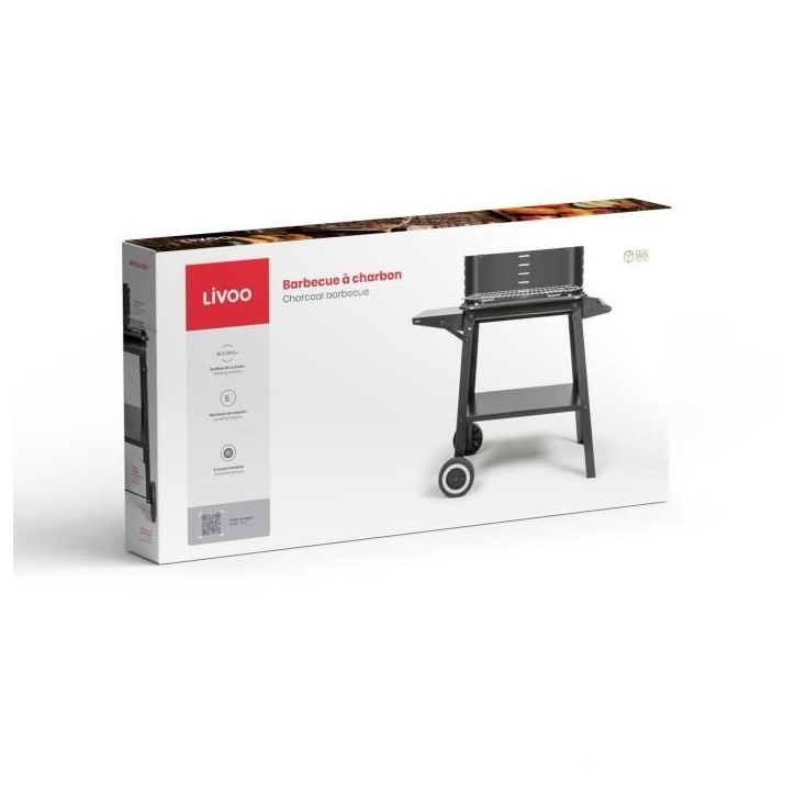 Barbecue a charbon - LIVOO - DOC328 - Inox - Surface de cuisson 48,5 x 28,8 cm - Hauteur réglable 70-84 cm Barbecue a charbon - LIVOO - DOC328 - Inox - Surface de cuisson 48,5 x 28,8 cm - Hauteur réglable 70-84 cm