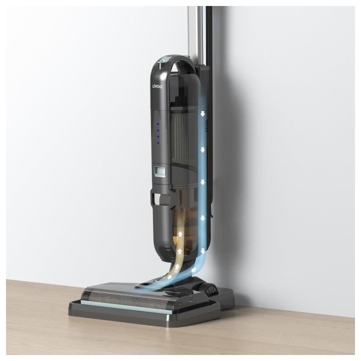 Aspirateur balai laveur filaire - LIVOO - DOH143 CLEAN'UP - 600 W - 2 en 1 - 15 kPa - 80 dB - 2 réservoirs - Gris Aspirateur balai laveur filaire - LIVOO - DOH143 CLEAN'UP - 600 W - 2 en 1 - 15 kPa - 80 dB - 2 réservoirs - Gris