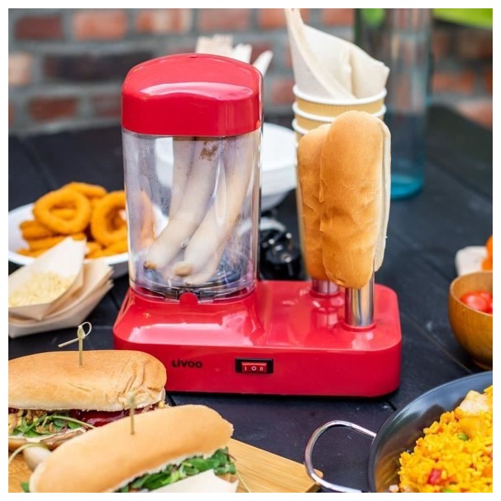 Machine a hot-dog - LIVOO - DOC238RC - 340W - Jusqu'a 6 saucisses - Cuisson vapeur - Cuisson 15 minutes - Comptatible lave-vaiss Machine a hot-dog - LIVOO - DOC238RC - 340W - Jusqu'a 6 saucisses - Cuisson vapeur - Cuisson 15 minutes - Comptatible lave-vaiss