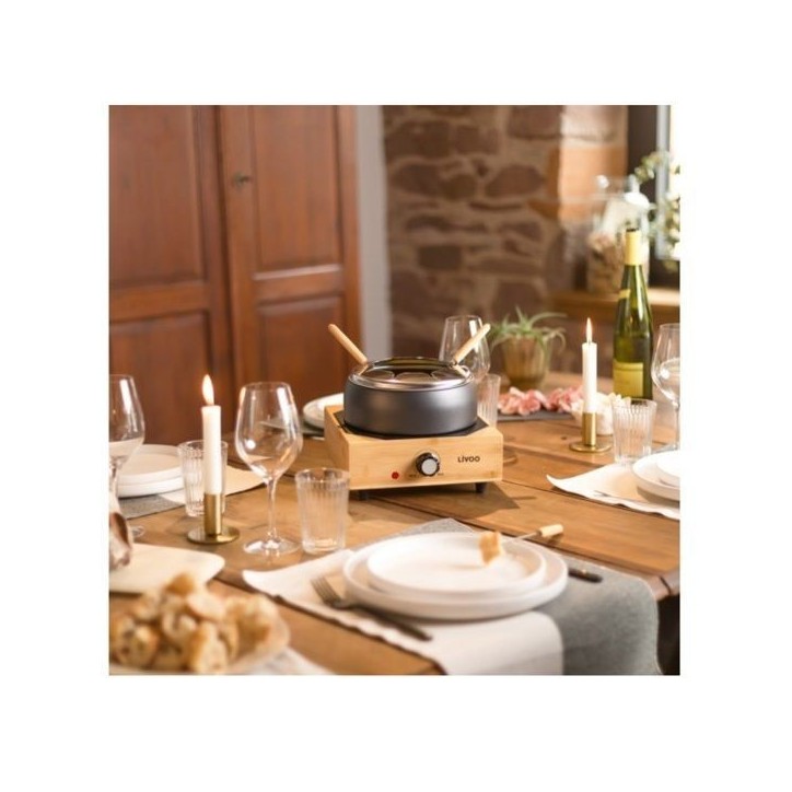 Appareil a fondue électrique - LIVOO - DOC287 - 800W - 2L - 8 personnes - Thermostat ajustable - Caquelon antiadhésif sans PFA Appareil a fondue électrique - LIVOO - DOC287 - 800W - 2L - 8 personnes - Thermostat ajustable - Caquelon antiadhésif sans PFA
