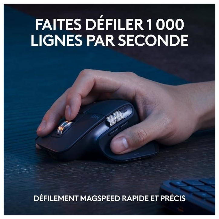 Ensemble Clavier Souris - Sans fil - Logitech - MX Keys S - AZERTY - Rétroéclairé - Graphite