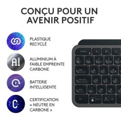Ensemble Clavier Souris - Sans fil - Logitech - MX Keys S - AZERTY - R