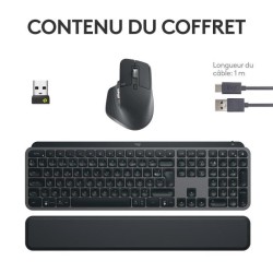 Ensemble Clavier Souris - Sans fil - Logitech - MX Keys S - AZERTY - R