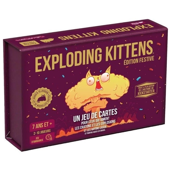 Jeu d'ambiance - ASMODEE - Exploding Kittens : Édition Festive - Pour Adultes - Durée 15 min Jeu d'ambiance - ASMODEE - Exploding Kittens : Édition Festive - Pour Adultes - Durée 15 min