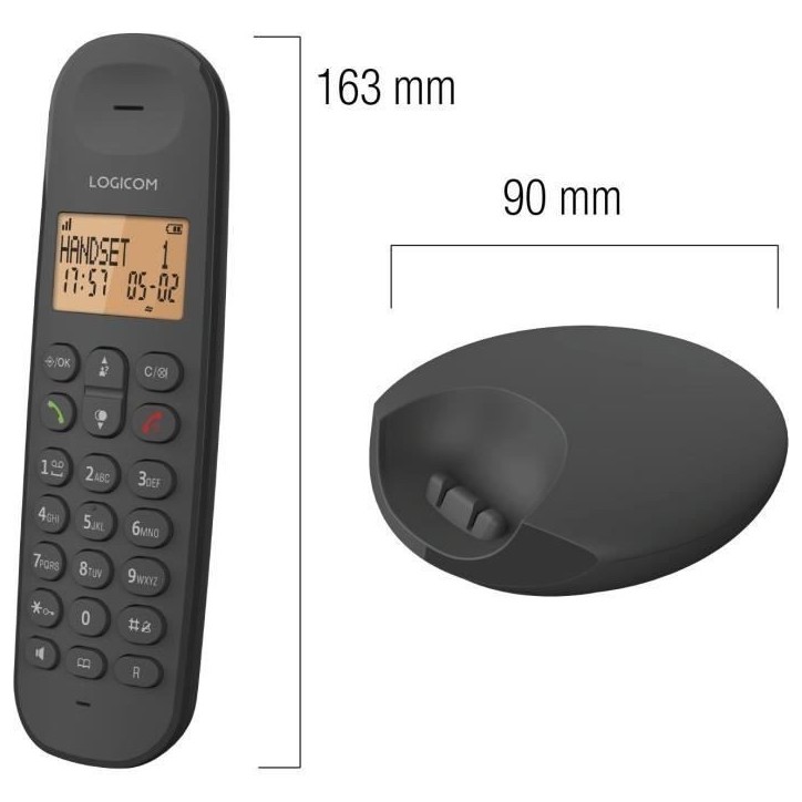 Téléphone fixe sans fil - LOGICOM - DECT ILOA 350 TRIO - Noir - Sans répondeur