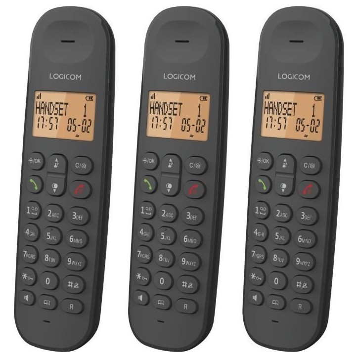 Téléphone fixe sans fil - LOGICOM - DECT ILOA 350 TRIO - Noir - Sans répondeur