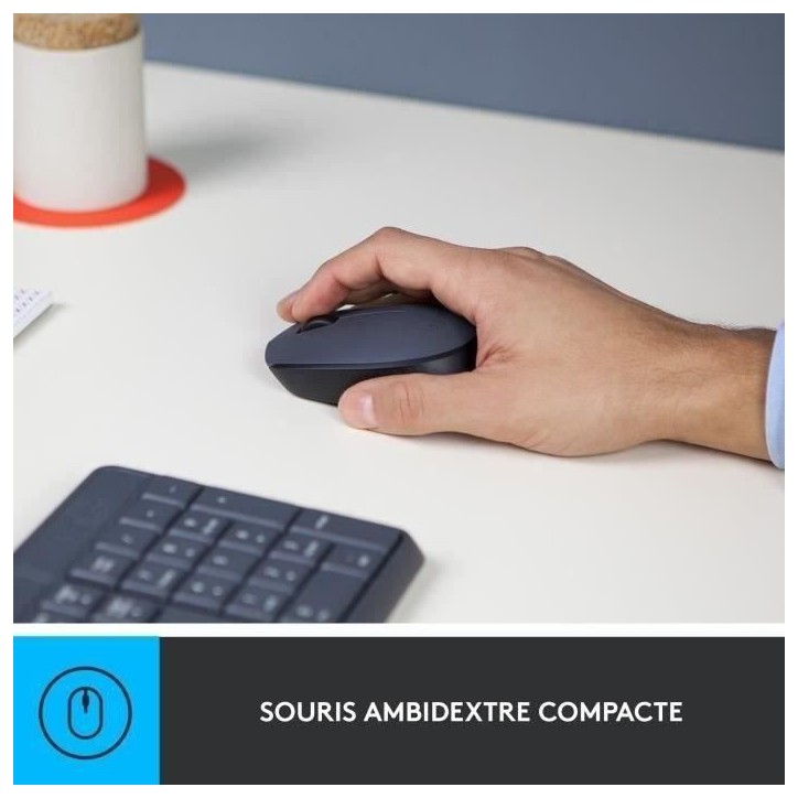 Ensemble Clavier Souris - Sans fil - Logitech - MK235 - AZERTY - Graphite