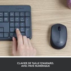 Ensemble Clavier Souris - Sans fil - Logitech - MK235 - AZERTY - Graph