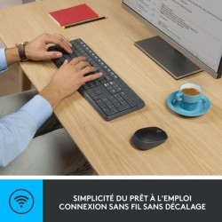 Ensemble Clavier Souris - Sans fil - Logitech - MK235 - AZERTY - Graph