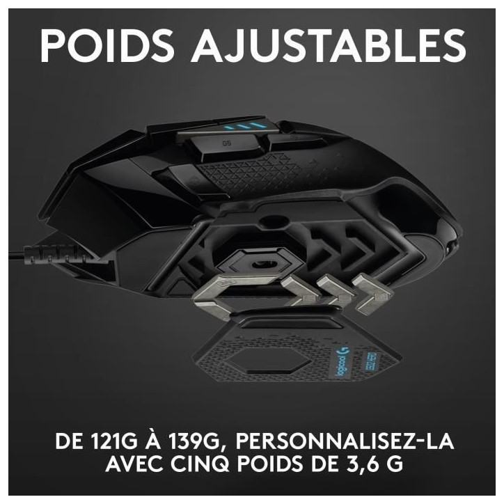 Souris gamer - Filaire - Logitech G - G502 Hero - Noir Souris gamer - Filaire - Logitech G - G502 Hero - Noir