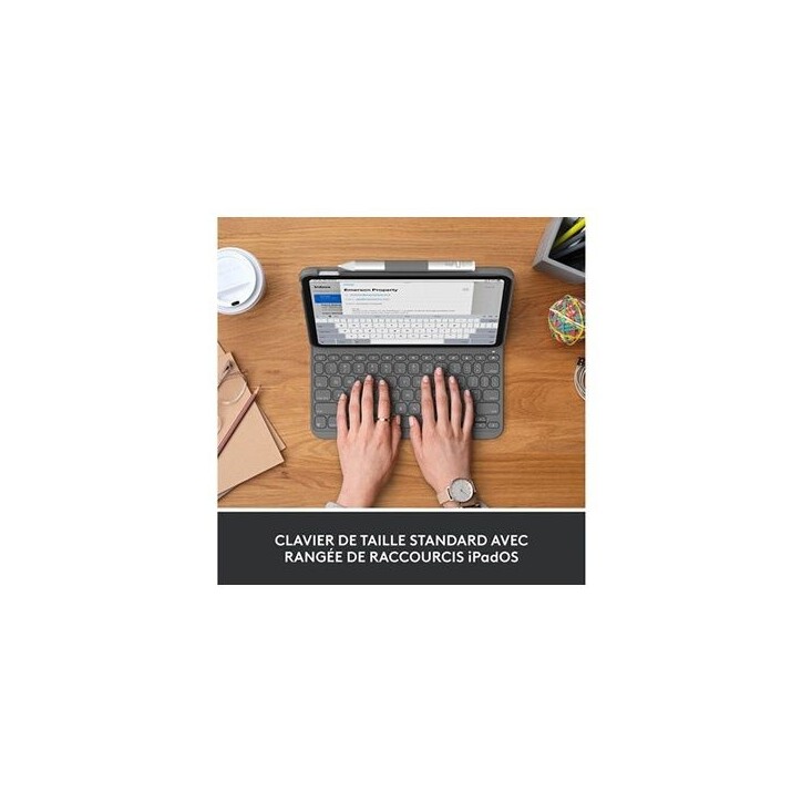 Etui clavier - Logitech - Slim Folio - Pour iPad A16 & 10e génération - Gris Oxford Etui clavier - Logitech - Slim Folio - Pour iPad A16 & 10e génération - Gris Oxford