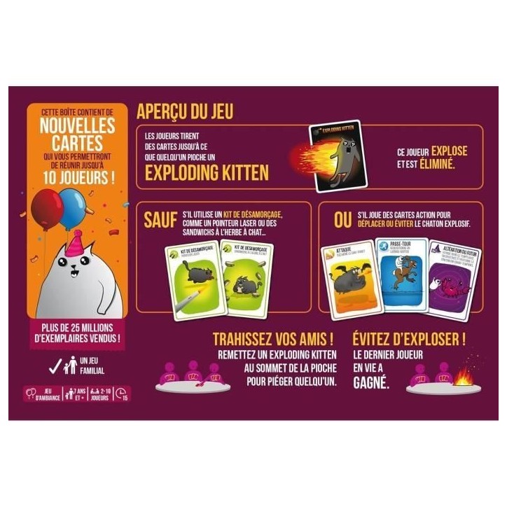Jeu d'ambiance - ASMODEE - Exploding Kittens : Édition Festive - Pour Adultes - Durée 15 min Jeu d'ambiance - ASMODEE - Exploding Kittens : Édition Festive - Pour Adultes - Durée 15 min