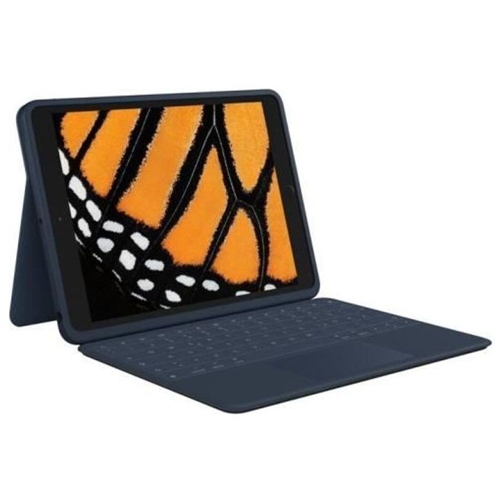 Etui clavier - Logitech - Rugged Combo 3 Touch - AZERTY - Pour iPad (7e, 8e et 9e génération) - Bleu