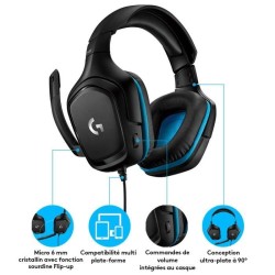 Casque gamer - Filaire - Logitech G - G432 - USB - Xbox One, PS4, Swit