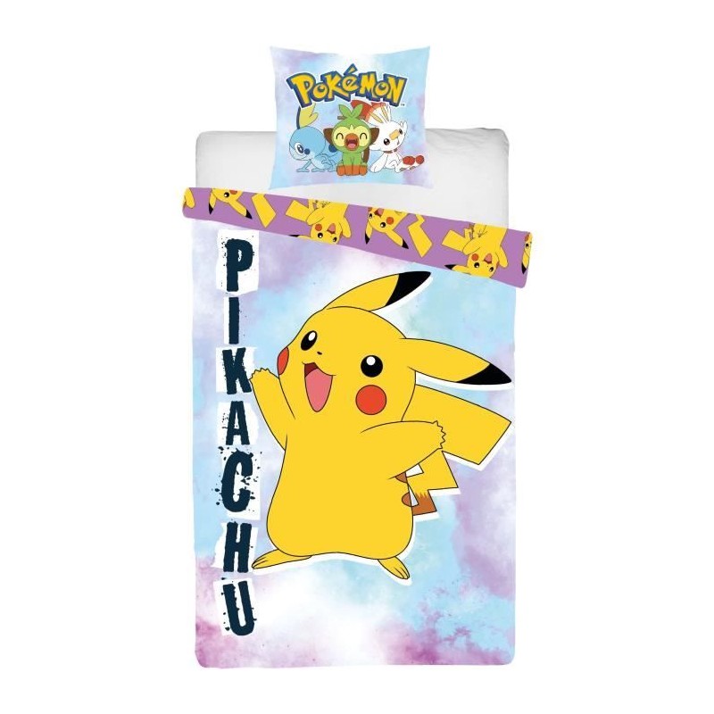 Parure de lit réversible - POKEMON - Pikachu - Microfibre - 1 housse Parure de lit réversible - POKEMON - Pikachu - Microfibre - 1 housse