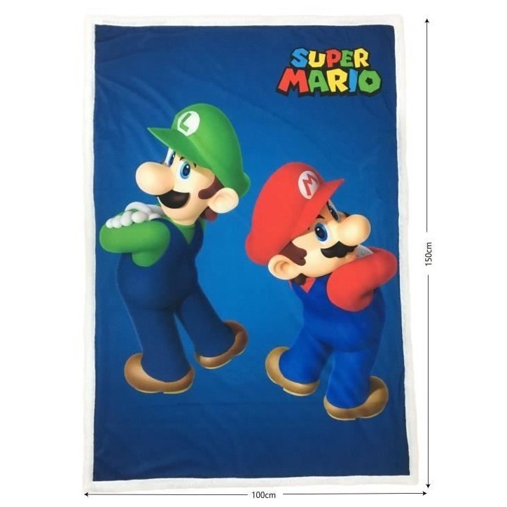 Couverture Sherpa - MARIO BROS - Mario & Luigi - 100 x 150 cm