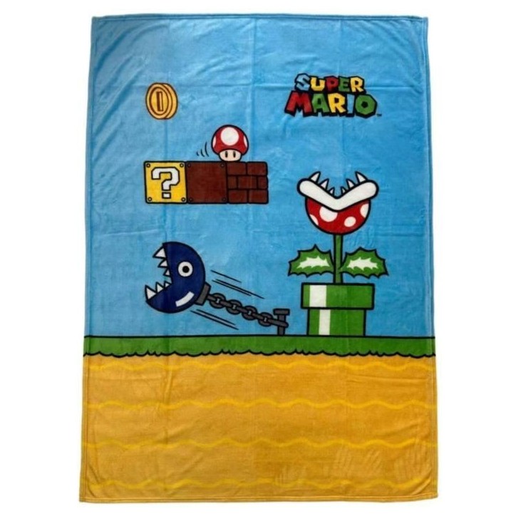 Couverture Sherpa - MARIO BROS - Vintage - 100 x 150 cm