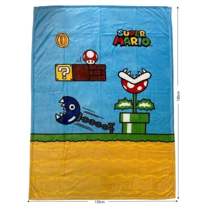 Couverture Sherpa - MARIO BROS - Vintage - 100 x 150 cm