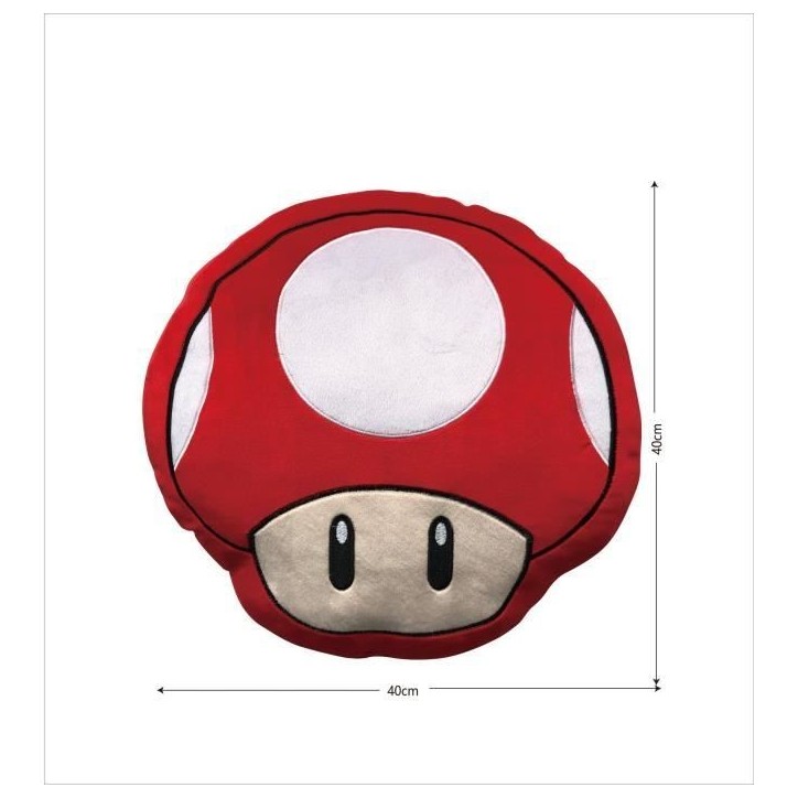 Coussin 3D - MARIO BROS - Champignon - Microfibre - 40 cm Coussin 3D - MARIO BROS - Champignon - Microfibre - 40 cm