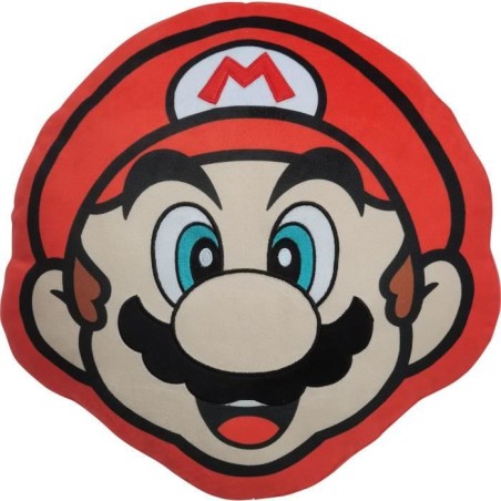 Coussin 3D - MARIO BROS - Visage Mario - Microfibre - 40 cm