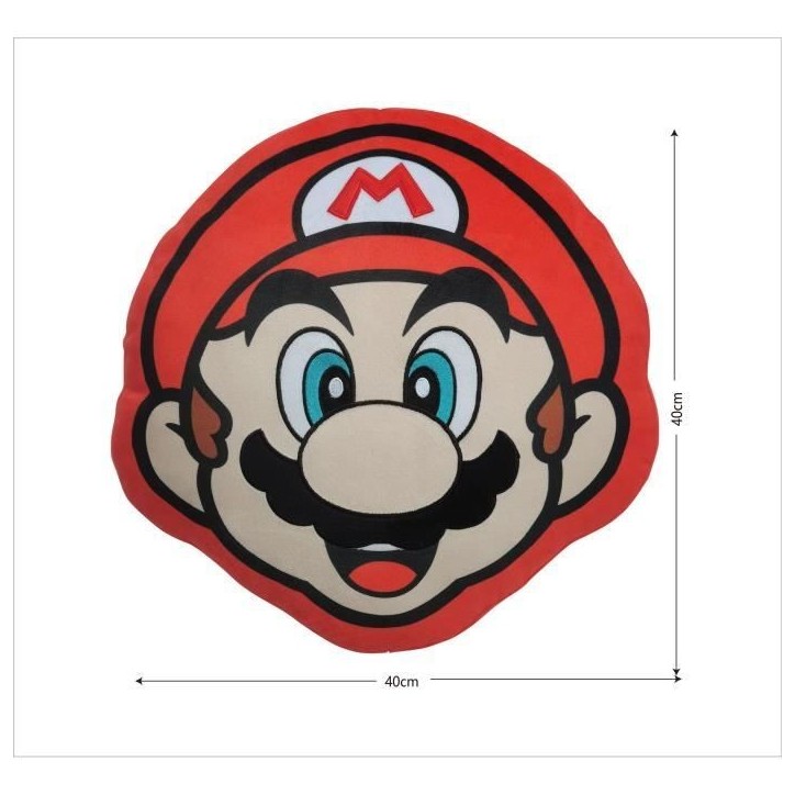 Coussin 3D - MARIO BROS - Visage Mario - Microfibre - 40 cm Coussin 3D - MARIO BROS - Visage Mario - Microfibre - 40 cm