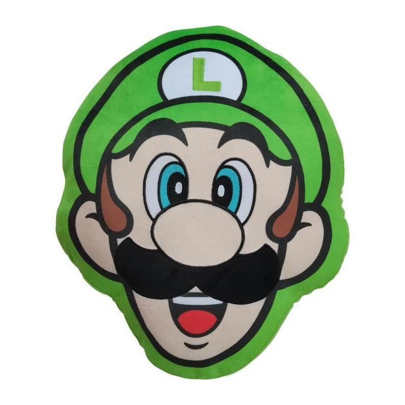 Coussin 3D - MARIO BROS - Visage Luigi - Microfibre - 40 cm Coussin 3D - MARIO BROS - Visage Luigi - Microfibre - 40 cm