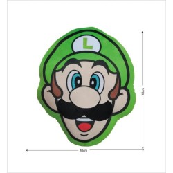 Coussin 3D - MARIO BROS - Visage Luigi - Microfibre - 40 cm