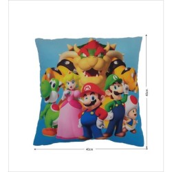 Coussin double face - Carré - MARIO BROS - Mario et ses amis - Microf
