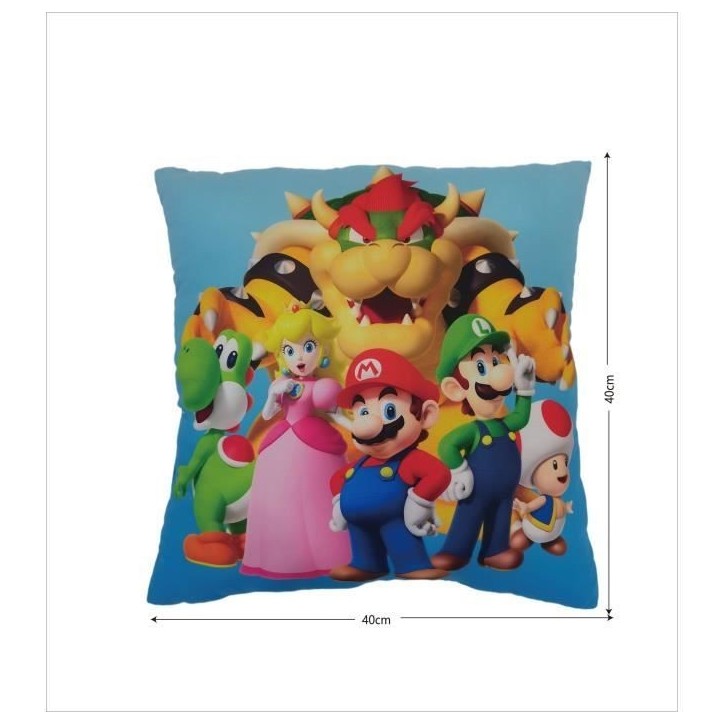 Coussin double face - Carré - MARIO BROS - Mario et ses amis - Microfibre - 40 x 40 cm Coussin double face - Carré - MARIO BROS - Mario et ses amis - Microfibre - 40 x 40 cm