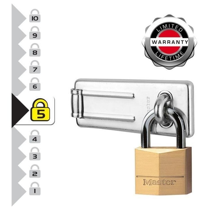 Pack Comprenant un Moraillon de Porte et un Cadenas a Clé - MASTER LOCK - 140703EURD -