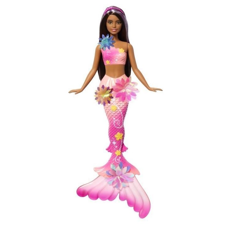 Barbie - Sirene Fleur Magique - Poupée aux longs cheveux bruns - Barbie - JDM73