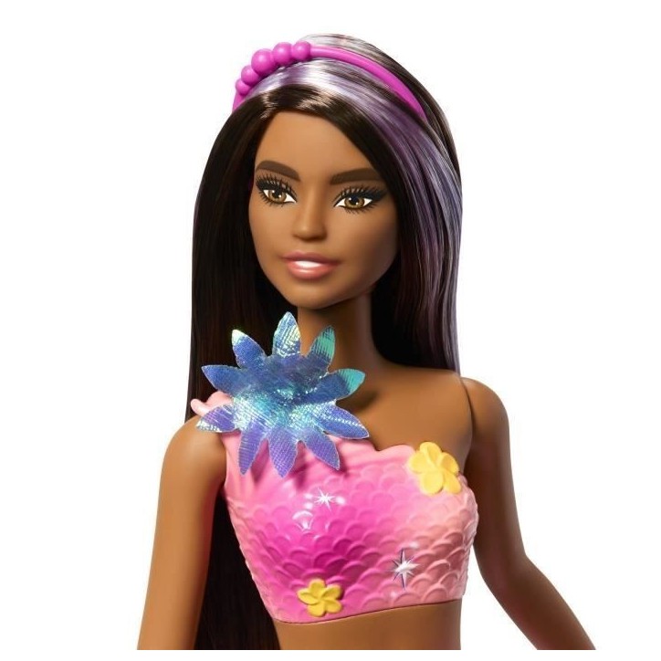 Barbie - Sirene Fleur Magique - Poupée aux longs cheveux bruns - Barbie - JDM73
