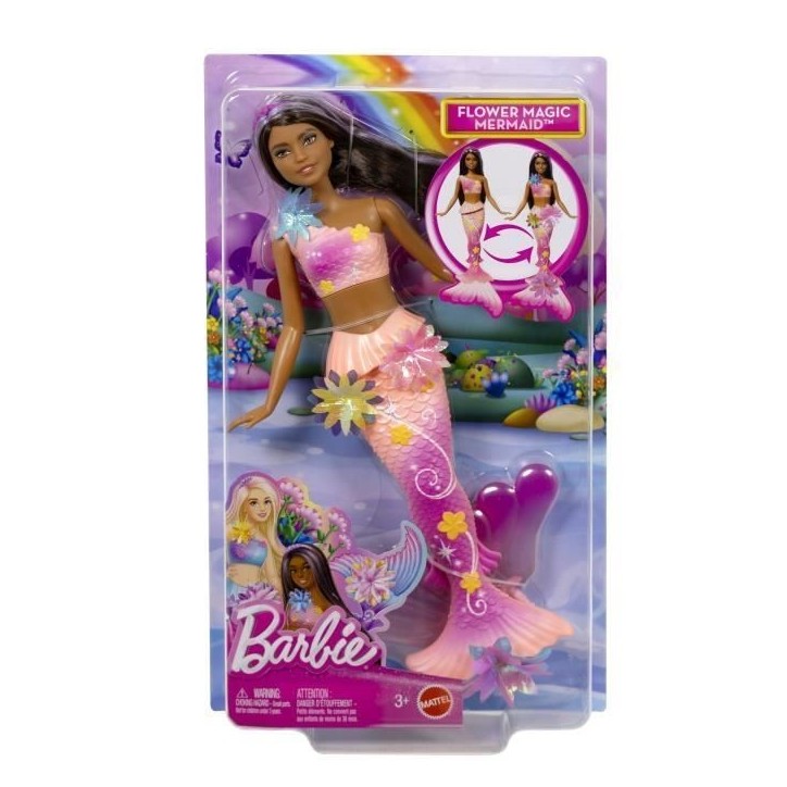 Barbie - Sirene Fleur Magique - Poupée aux longs cheveux bruns - Barbie - JDM73
