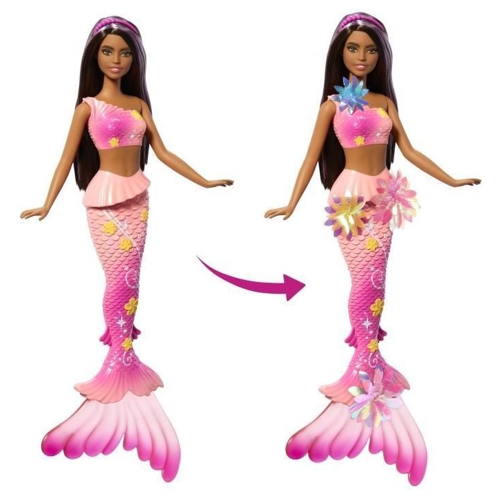 Barbie - Sirene Fleur Magique - Poupée aux longs cheveux bruns - Barbie - JDM73