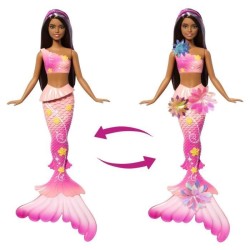 Barbie - Sirene Fleur Magique - Poupée aux longs cheveux bruns - Barb