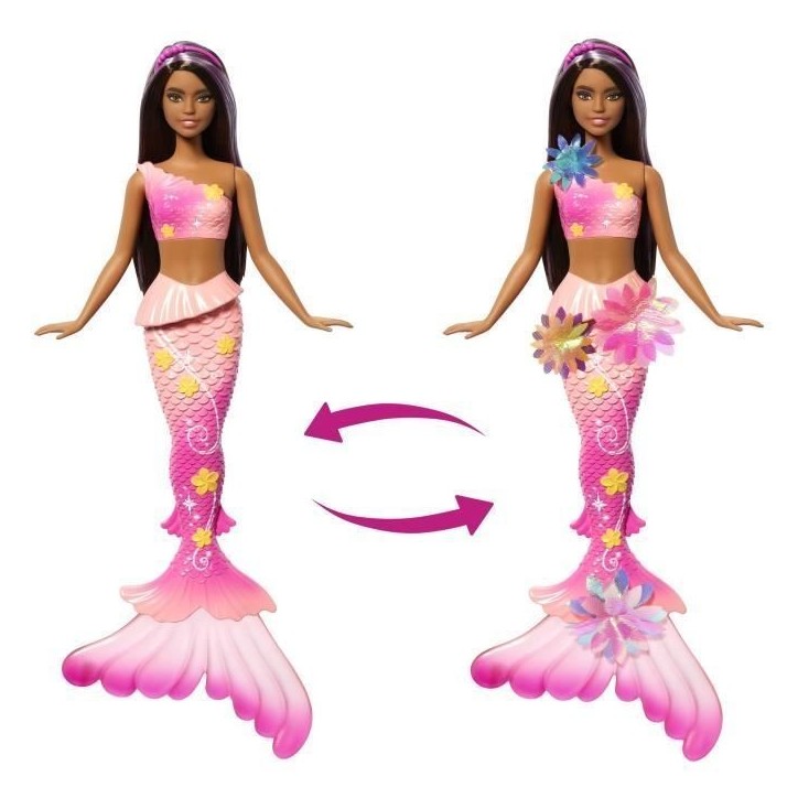 Barbie - Sirene Fleur Magique - Poupée aux longs cheveux bruns - Barbie - JDM73