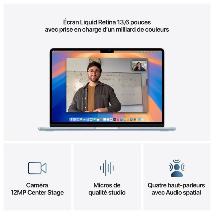 Apple - 13,6 MacBook Air M4 (2025) - RAM 24Go - Stockage 512Go - CPU 10 coeurs - GPU 10 coeurs - Bleu ciel