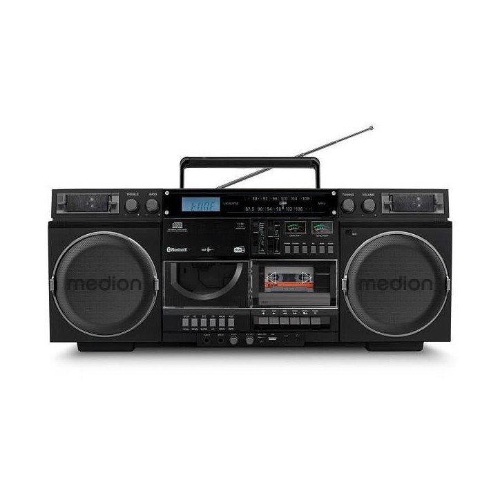 Ghetto Blaster - MEDION - Vintage - DAB+ - CD/Cassette/USB/MP3 - 2x10W RMS - Noir