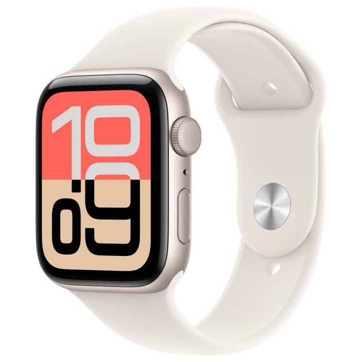 Apple Watch SE 3 GPS - 44mm - Boîtier Starlight Aluminium - Bracelet Starlight Sport Band - M/L