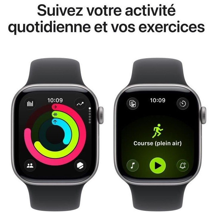 Apple Watch Series 11 GPS - 42mm - Boîtier Space Grey Aluminium - Bracelet Black Sport Band - S/M