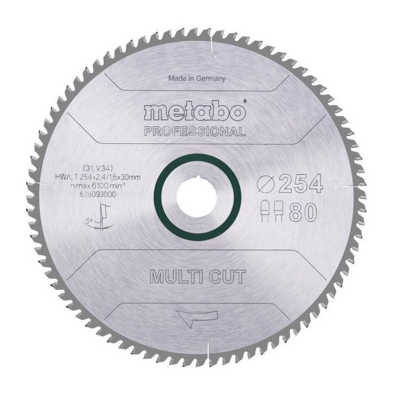 Lame de scie circulaire Pro - METABO - Multi Cut HW/CT 254x30,80FZ/TZ Lame de scie circulaire Pro - METABO - Multi Cut HW/CT 254x30,80FZ/TZ