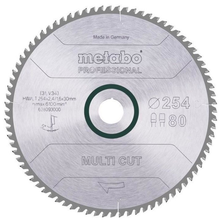 Lame de scie circulaire Pro - METABO - Multi Cut HW/CT 254x30,80FZ/TZ 5° Lame de scie circulaire Pro - METABO - Multi Cut HW/CT 254x30,80FZ/TZ 5°