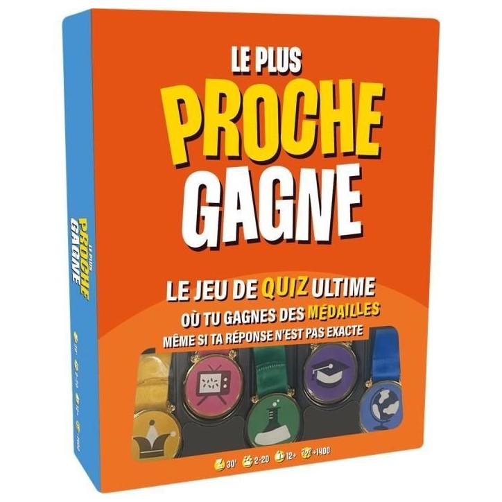 Le Plus Proche Gagne, le jeu quiz ultime, jeu de société, des 14 ans, temps - de 30 min, 2 a 10 joueurs