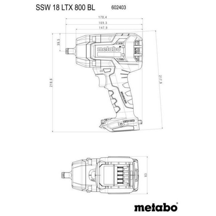 Visseuse a chocs sans fil - METABO - SSW 18 LTX 800 BL - 18 V - 800 Nm Visseuse a chocs sans fil - METABO - SSW 18 LTX 800 BL - 18 V - 800 Nm